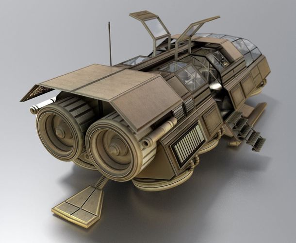 Futuristic Transport Shuttle Rigged