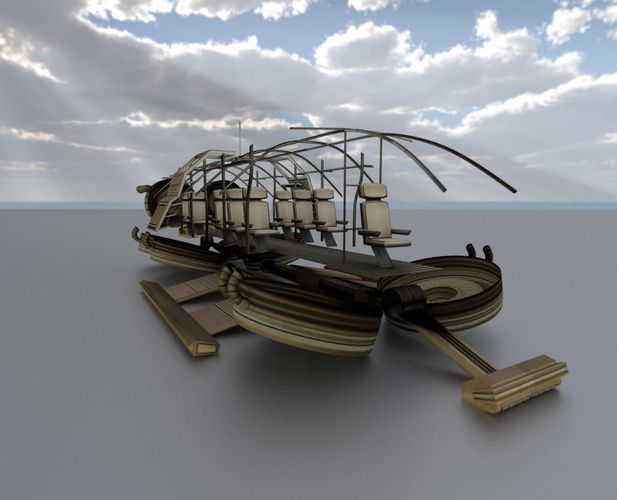 Futuristic Transport Shuttle Rigged