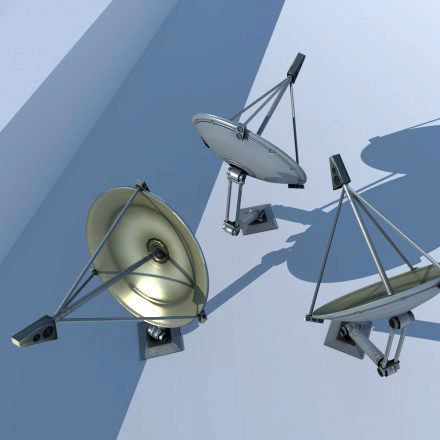 Satellite Dishes Rigged and Low-Poly