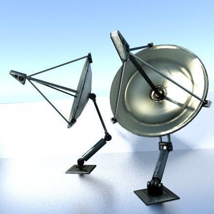 Satellite Dishes Rigged and Low-Poly
