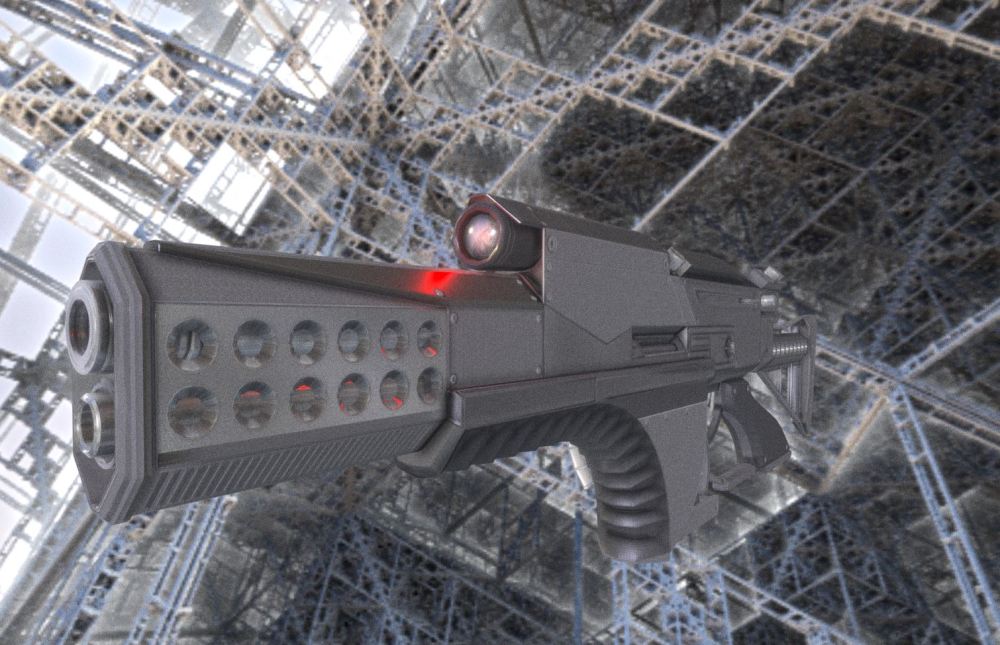 Futuristic Weapon Concept Low-Poly