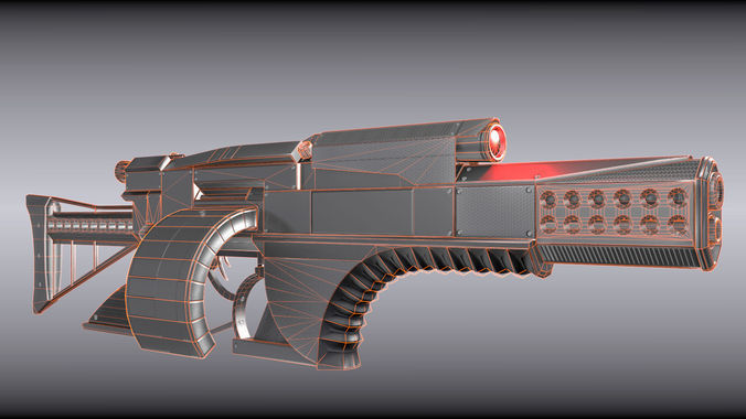 Futuristic Weapon Concept Low-Poly