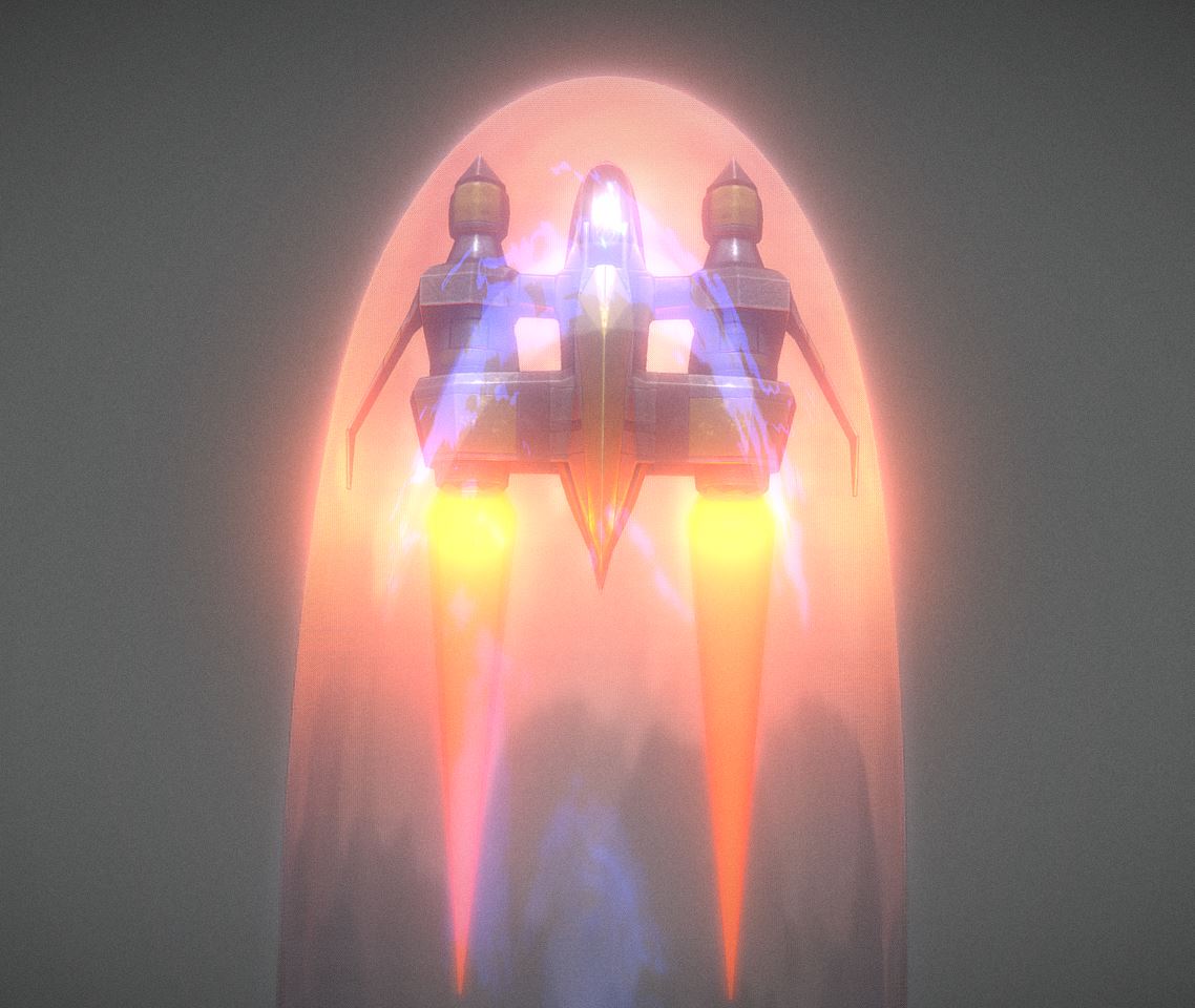 Star Fighter Spacecraft with Shield and Laser Animation