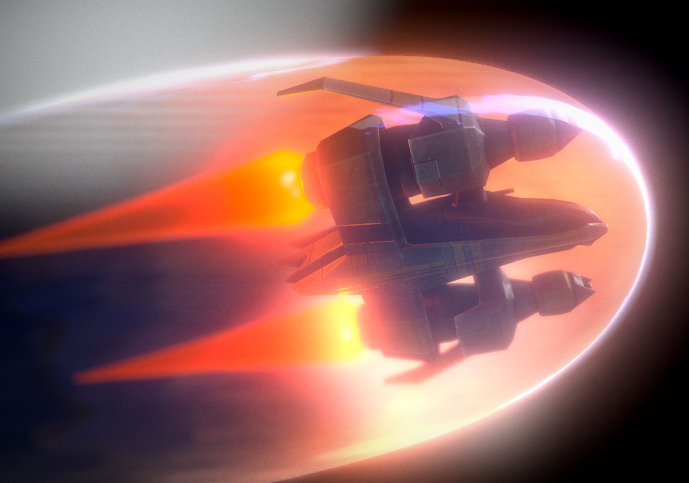 Star Fighter Spacecraft with Shield and Laser Animation